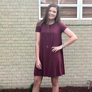 Bamboo Swing Dress in Maroon